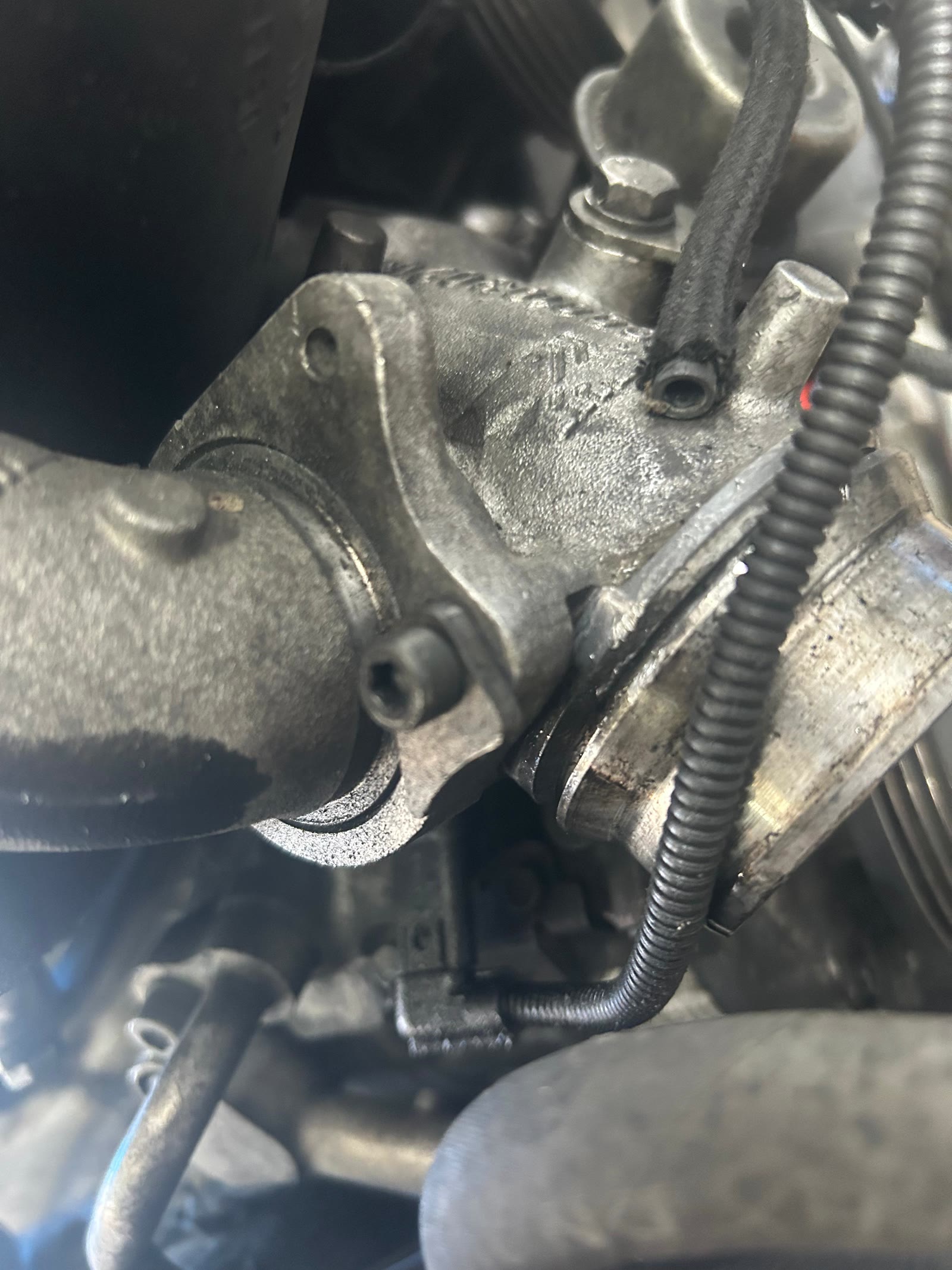 Disconnected hose near turbo
